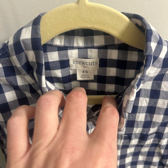 Crewcuts size 4-5 boys navy and white check button up! Excellent condition! - Picture 2 of 5
